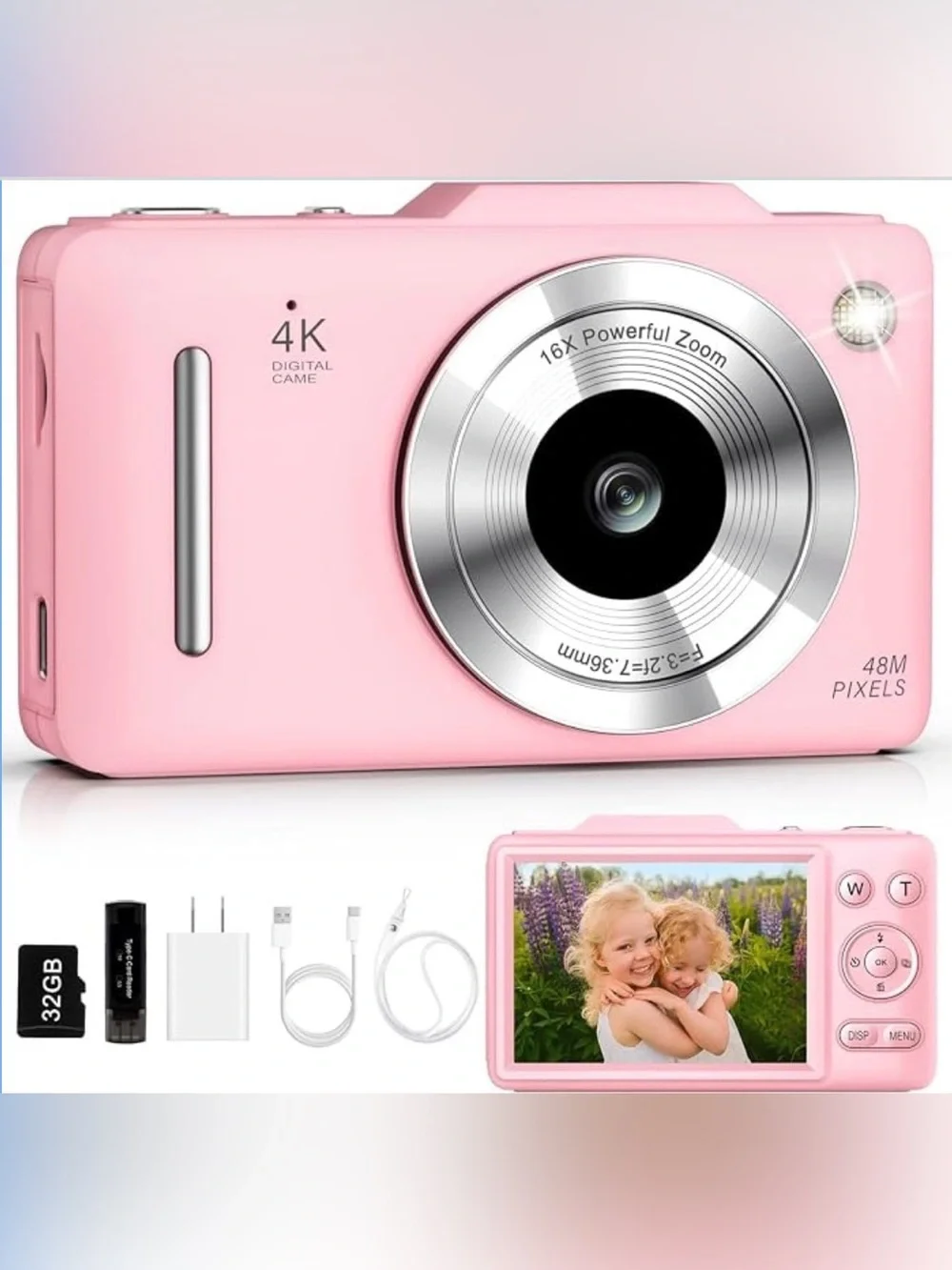 Digital Camera 4K for Kids-48MP Autofocus Vlogging Camera with 32GB Card